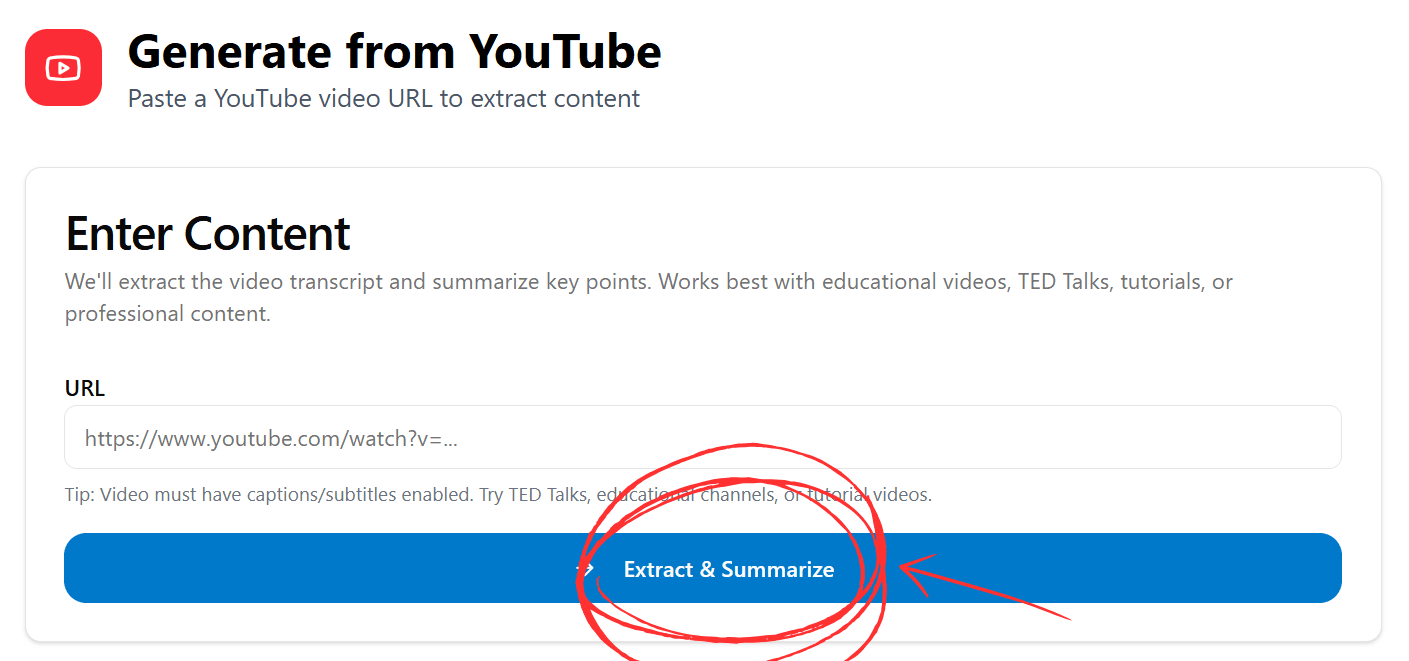 Generate from YouTube
