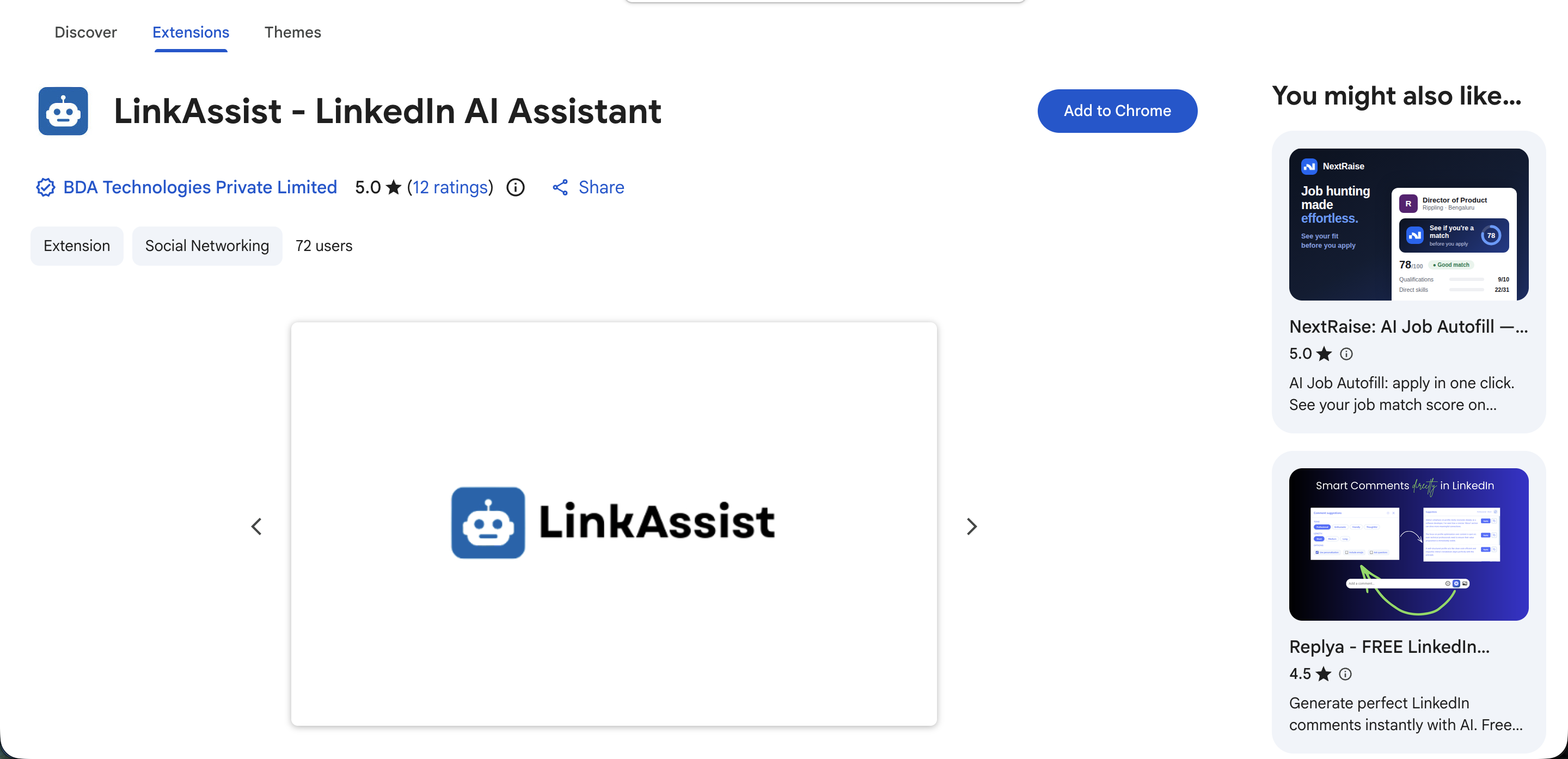 LinkAssist on Chrome Web Store