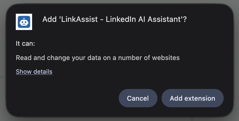 Chrome Extension Permission Modal