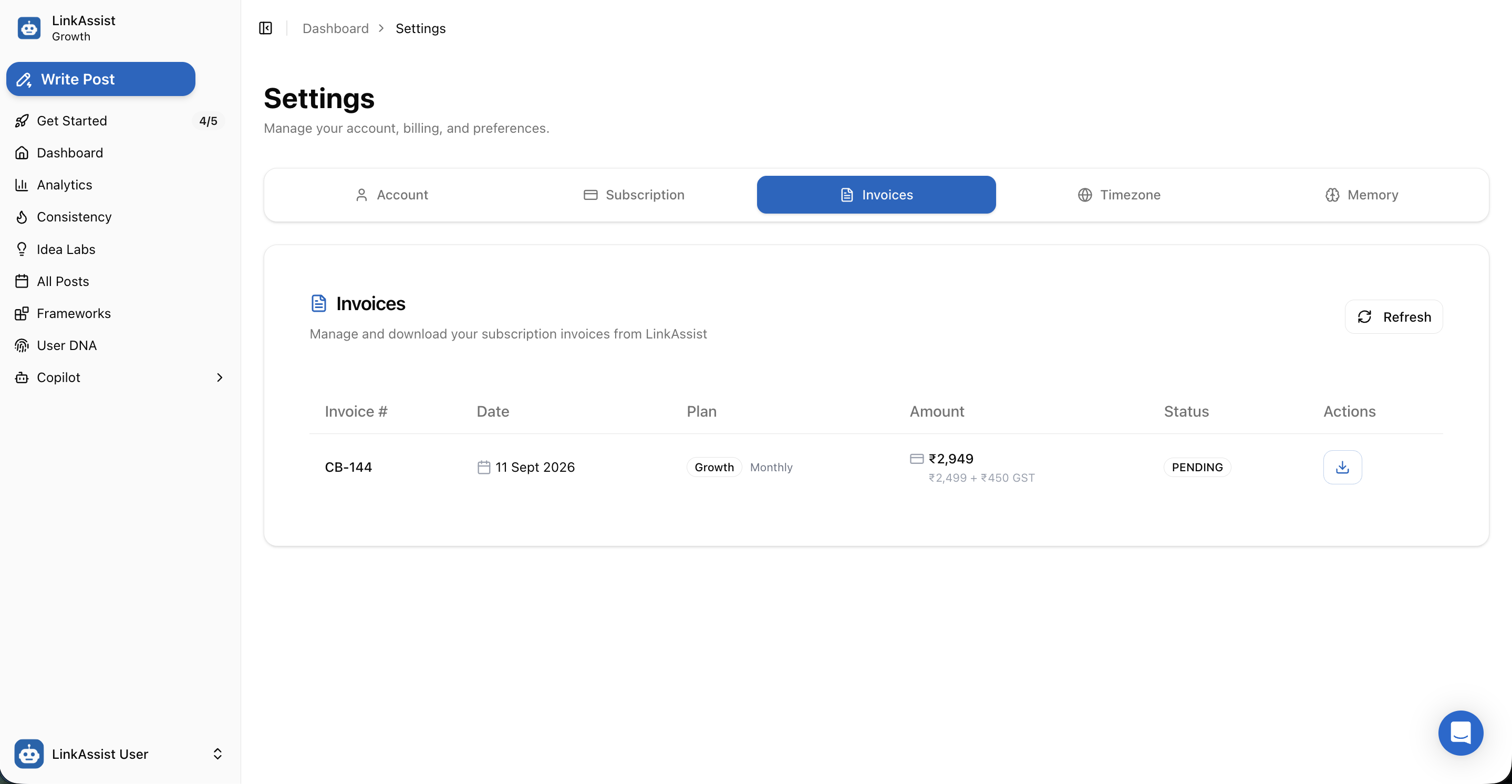 Invoices & Billing History