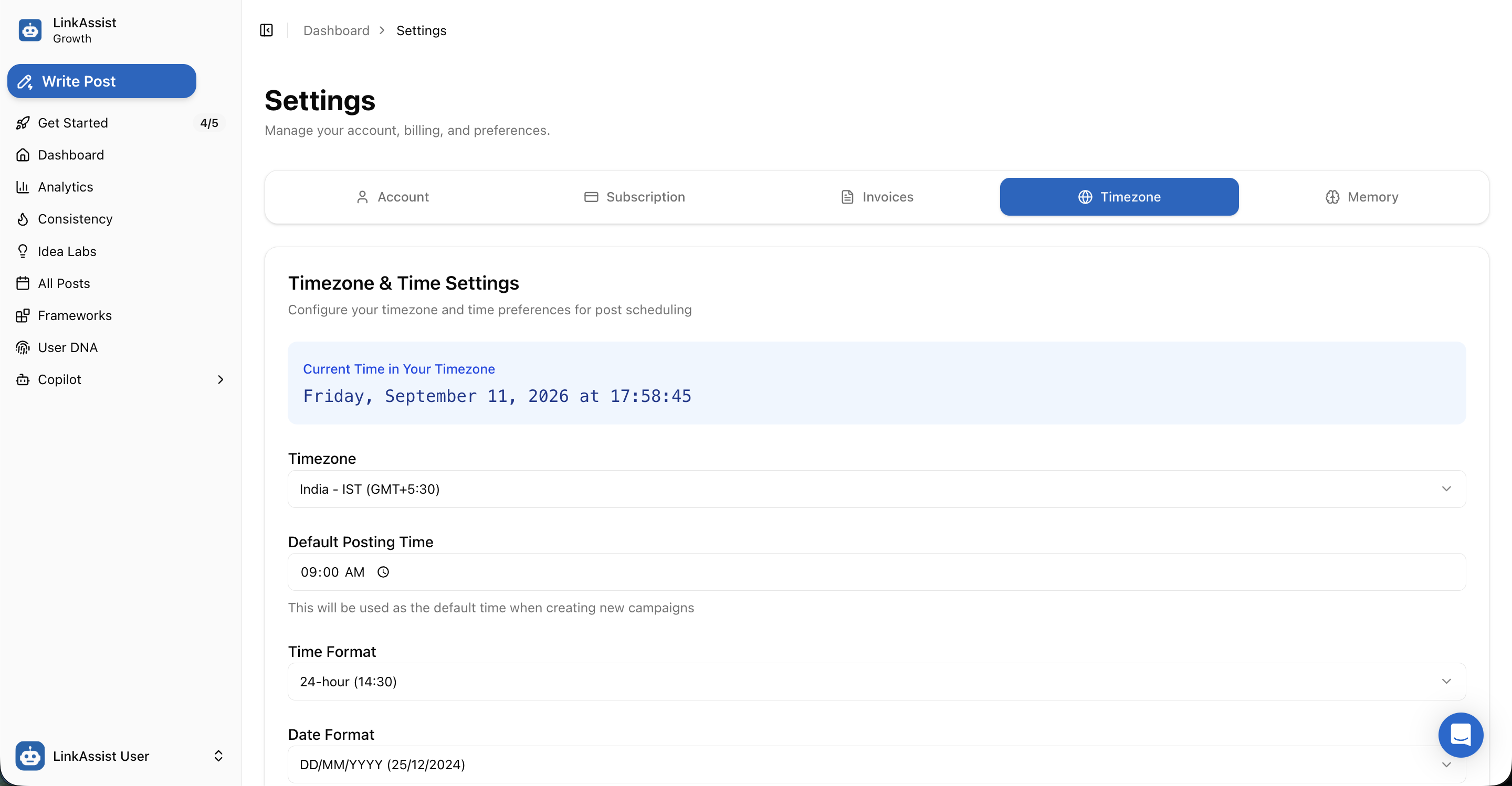 Timezone & Time Settings