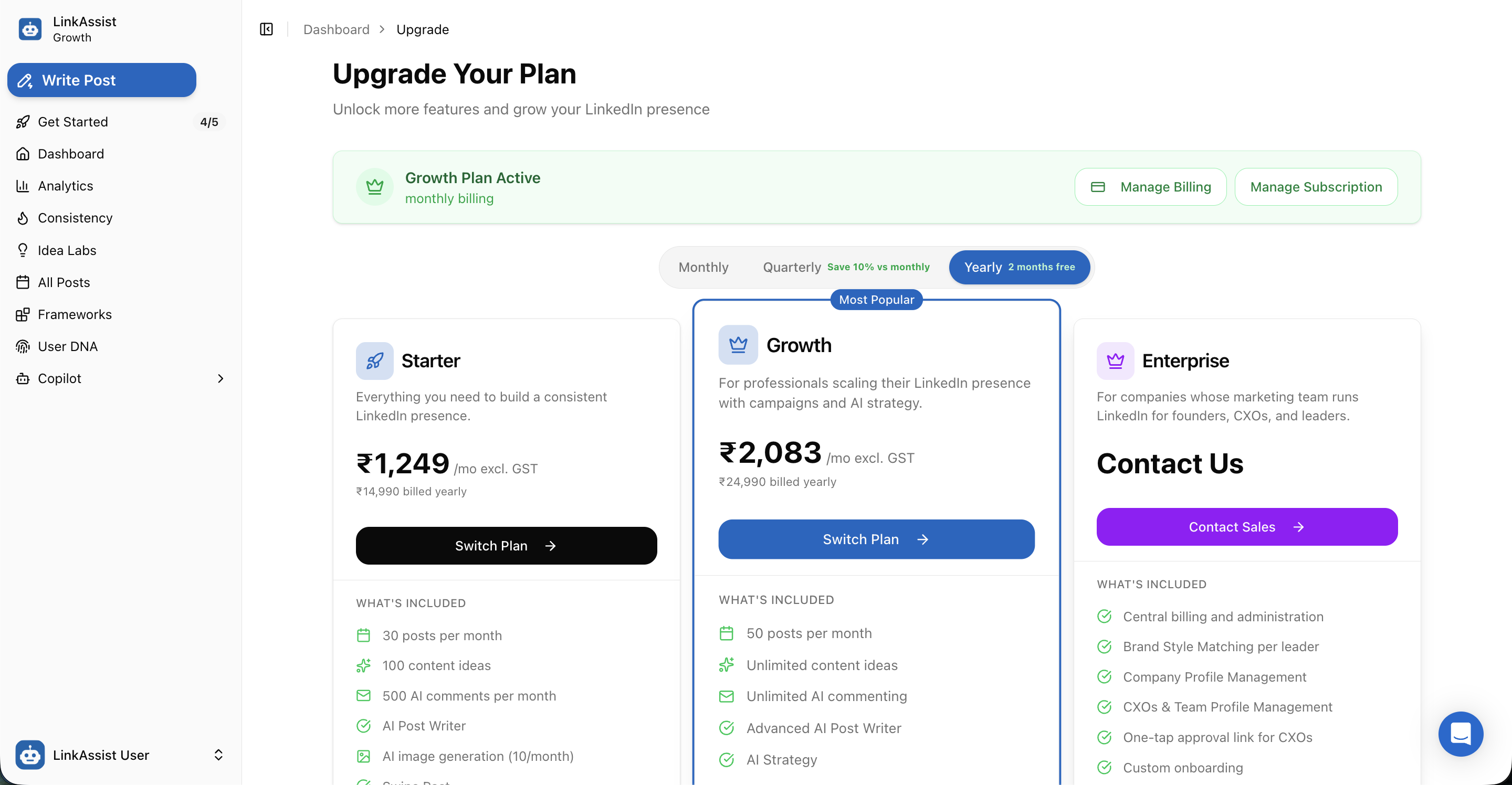 LinkAssist Yearly Plans with 2 Months Free