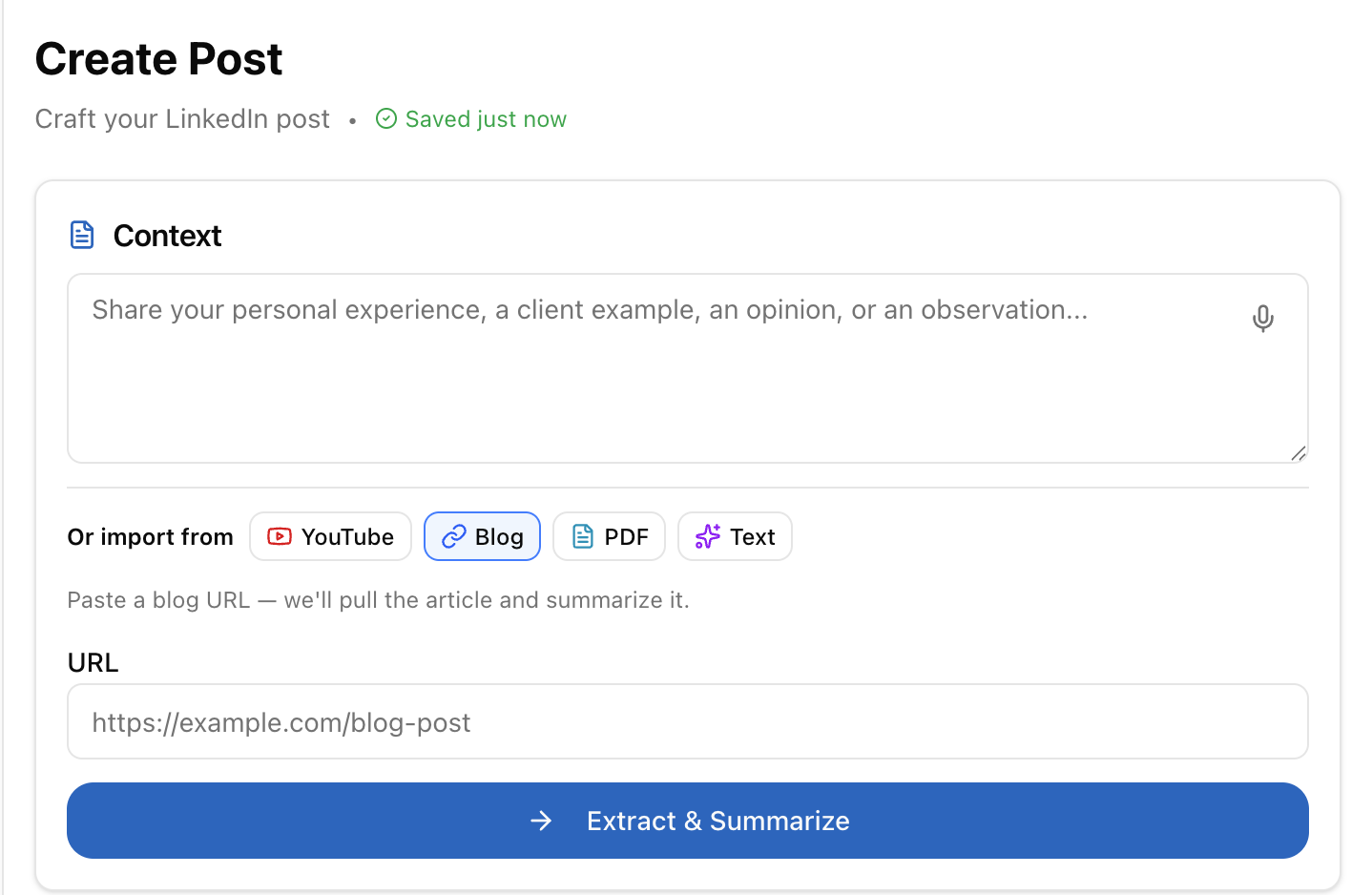 Generate Post from Blog