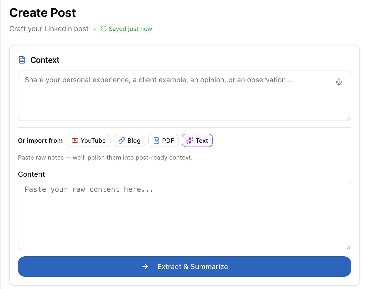 Generate Post from Raw Text